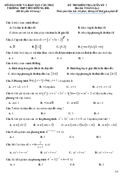 Kỳ thi kiểm tra giữa kỳ I bài thi Toán 12 trường THPT Bùi Hữu Nghĩa – Cần Thơ