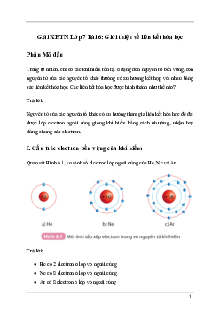 Giải sách Khoa học tự nhiên 7 Bài 6: Giới thiệu về liên kết hóa học | Kết nối tri thức