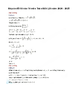 Đề thi tuyển sinh vào 10 môn Toán Sở GD&ĐT Đắk Lắk năm 2024 - 2025