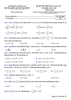 Đề thi thử THPT Quốc gia 2019 môn Toán trường THPT chuyên Thái Bình lần 3
