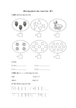 Đề ôn tập giữa học kì 1 môn Toán lớp 1 - Đề 1