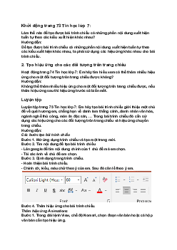 Giải SGK Tin học 7 Bài 14: Thêm hiệu ứng cho trang chiếu| Cánh diều