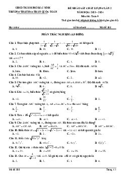 Đề khảo sát lần 2 Toán 9 năm 2023 – 2024 trường Trần Quốc Toản – Bắc Ninh