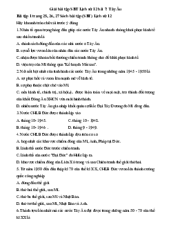 Giải SBT Lịch Sử 12 bài 7: Tây Âu