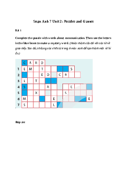 Giải Tiếng Anh 7 Unit 2: Puzzles and Games | Friends plus