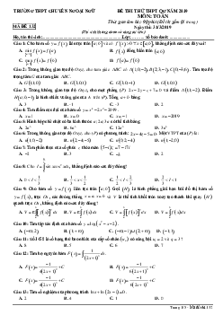 Đề thi thử Toán THPT QG 2019 trường THPT chuyên Ngoại Ngữ – Hà Nội