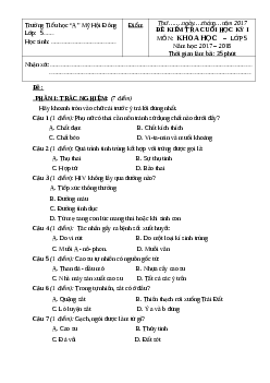 Đề thi học kì 1 môn Khoa học lớp 5 Trường tiểu học A Mỹ Hội Đông năm 2017