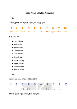 Giải Tiếng Anh lớp 3 Starter: Numbers | Global Success
