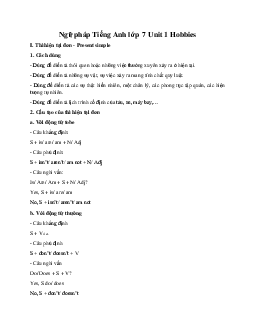 Ngữ pháp Tiếng Anh lớp 7 Unit 1 Hobbies