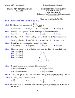 Đề ôn tập cuối học kỳ 1 Toán 10 năm 2021 – 2022 trường Thuận Thành 1 – Bắc Ninh