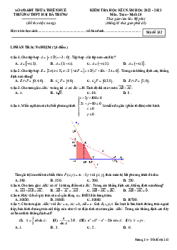 Đề học kì 1 Toán 10 năm 2022 – 2023 trường THPT Hai Bà Trưng – TT Huế