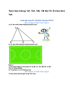 Toán lớp 2 trang 127, 128, 129, 130 Bài 72: Ôn tập hình học | Kết nối tri thức