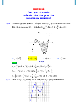 Ứng dụng tích phân giải bài toán liên quan đến so sánh giá trị hàm số Toán 12