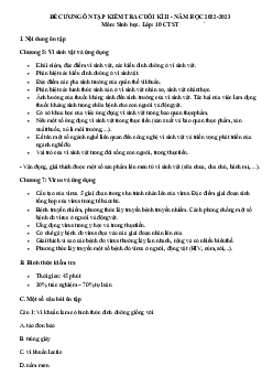 Đề cương ôn tập học kì 2 môn Sinh học 10 sách Chân trời sáng tạo