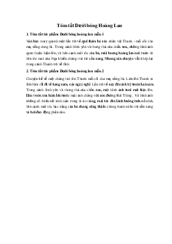 Tóm tắt Dưới bóng Hoàng Lan Ngữ Văn 10 sách Kết Nối Tri Thức