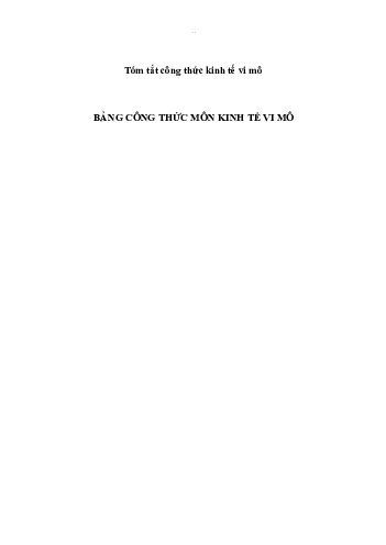 Tóm tắt công thức kinh tế vi mô | Quản trị kinh doanh | Trường đại học Nha Trang