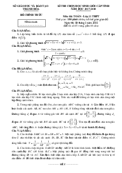 Đề thi chọn HSG Toán 11 cấp tỉnh năm học 2017 – 2018 sở GD và ĐT Thanh Hóa
