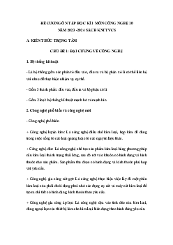 Đề cương ôn tập học kì 1 môn Công nghệ 10 sách Kết nối tri thức với cuộc sống