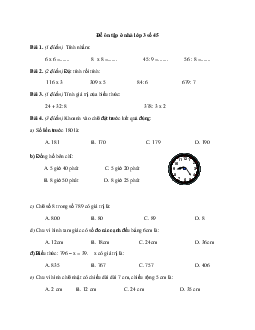 Đề ôn tập ở nhà lớp 3 số 45 có đáp án - (Ngày 22/4)