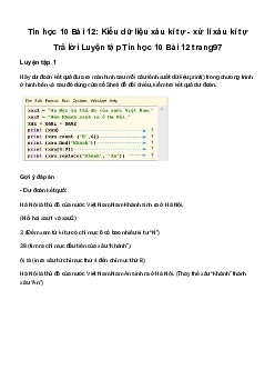 Giải Tin học 10 Bài 12: Kiểu dữ liệu xâu kí tự - xử lí xâu kí tự | Cánh diều
