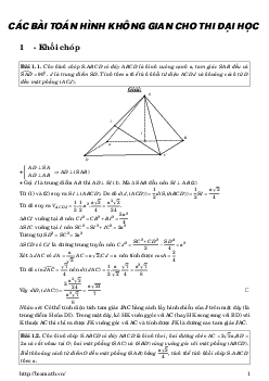 Tuyển tập các bài toán hình học không gian – Châu Ngọc Hùng Toán 12