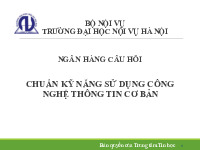 Ngân hàng câu hỏi chuẩn kỹ năng sử dụng công nghệ thông tin cơ bản môn Công nghệ thông tin | Trường Đại Học Nội Vụ Hà Nội