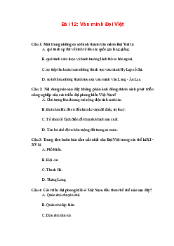 Trắc nghiệm Lịch sử 10 Bài 12: Văn minh Đại Việt | Kết nối tri thức