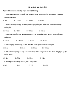 Đề ôn tập ở nhà lớp 3 số 21 - (Ngày 25/3)
