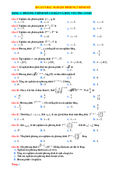 TOP 50 câu trắc nghiệm phương trình mũ
