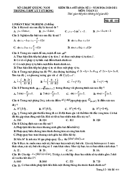 Đề thi giữa HK1 Toán 11 năm 2020 – 2021 trường THPT Lý Tự Trọng – Quảng Nam