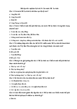 Bài tập trắc nghiệm Lịch sử 9: Các nước Mĩ La-tinh (có đáp án)