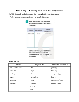 Unit 5 lớp 7 Looking back sách Global Success