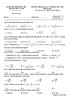 Đề thi thử THPTQG 2020 môn Toán lần 1 trường THPT Ân Thi – Hưng Yên