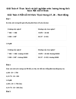 Giải Toán lớp 4 Bài 45: Thực hành và trải nghiệm ước lượng trong tính toán | Kết nối tri thức