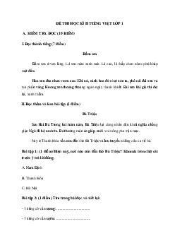 Đề thi học kì 2 Tiếng Việt lớp 1 sách Kết Nối Tri Thức - Đề 3