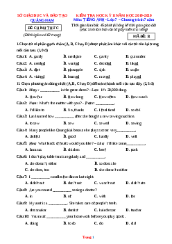 Đề kiểm tra HK2 Tiếng Anh 7 Sở GD Quảng Nam 2019-2020 (có đáp án)