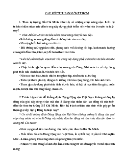 Câu hỏi tự luận môn Tư tưởng Hồ Chí Minh