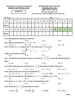 Đề giữa học kì 1 Toán 12 năm 2023 – 2024 trường THPT Thăng Long – Hà Nội