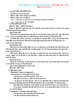 Đề cương ôn tập học kỳ 2 Ngữ văn 11 năm học 2022-2023