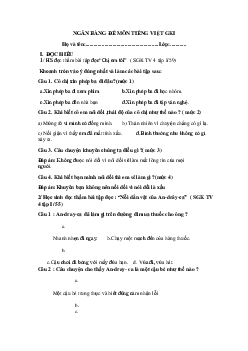 Ngân hàng đề thi Tiếng Việt lớp 4 giữa học kì 1 năm 2024