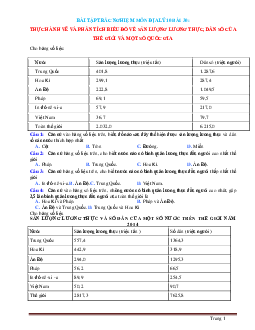 Bài tập trắc nghiệm địa 10 bài 30: thực hành vẽ và phân tích biểu đồ về sản lượng lương thực, dân số của thế giới và một số quốc gia (có đáp án)