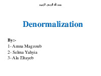 Denormalization| Bài giảng môn thiết kế và quản trị cơ sở dữ liệu| Trường Đại học Bách Khoa Hà Nội