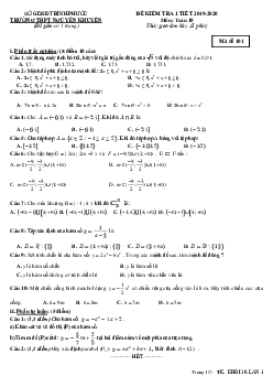 Đề kiểm tra 1 tiết Toán 10 năm 2019 – 2020 trường Nguyễn Khuyến – Bình Phước