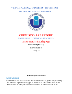 Report 1 - Chemistry Lab