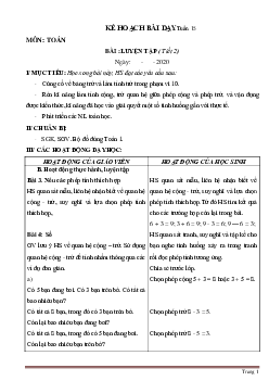 Giáo án Toán lớp 1 sách Cánh Diều tuần 15