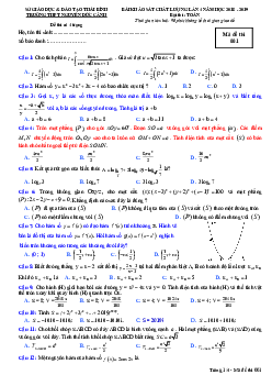Đề KSCL Toán 12 lần 4 năm 2018 – 2019 trường Nguyễn Đức Cảnh – Thái Bình