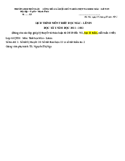 Lịch trình bài giảng môn triết học Mác - Lênin