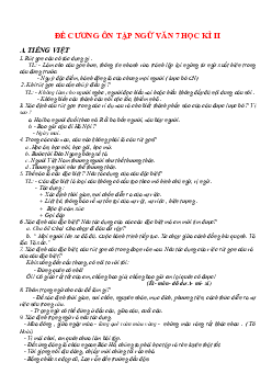 Đề cương ôn tập môn Văn lớp 7 học kỳ 2