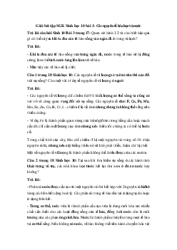 Giải bài tập SGK Sinh học 10 bài 3: Các nguyên tố hóa học và nước