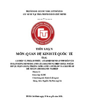 Cơ hội và thách thức của Hiệp định CPTPP đối với hoạt động kinh doanh của doanh nghiệp Dược phẩm Dược Hậu Giang trong bối cảnh COVID-19 và giải pháp đề xuất cho doanh nghiệp | Bài tiểu luận học phần Quan hệ kinh tế quốc tế